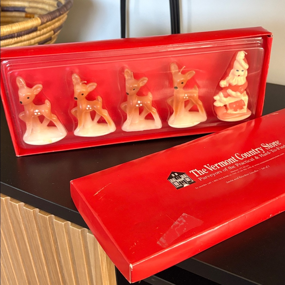 Vermont Country Store  Candles Christmas Santa and reindeer candles set of 5